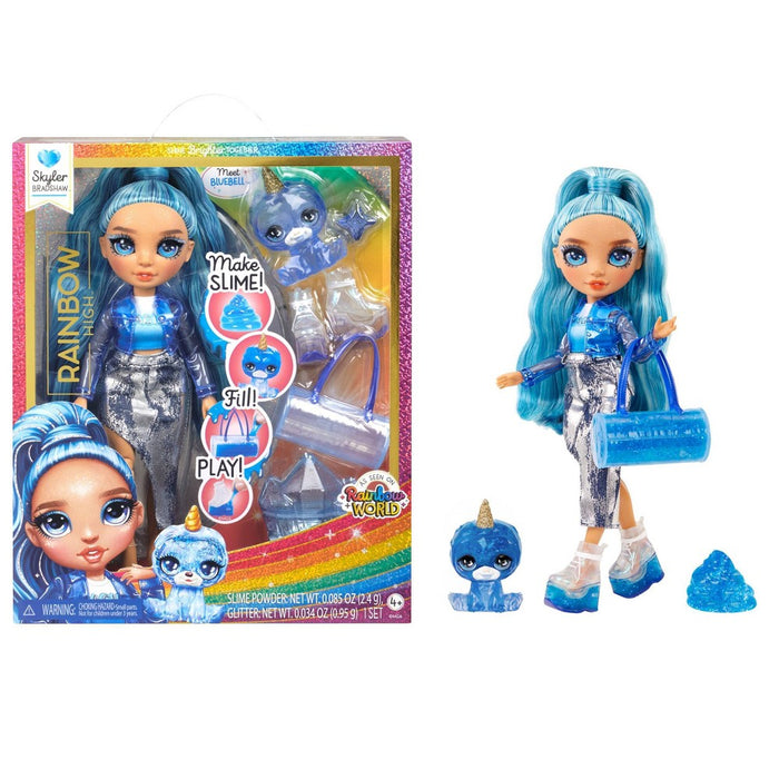 Rainbow High Skyler Blue with Slime Kit & Pet 11'' Shimmer Doll