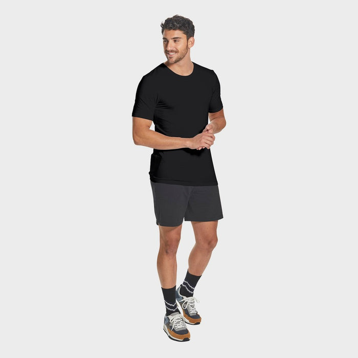 Pair of Thieves Men's 2pk Crewneck Undershirt - Black S: SuperSoft Cotton Blend, Stretch, Breathable, Short Sleeve