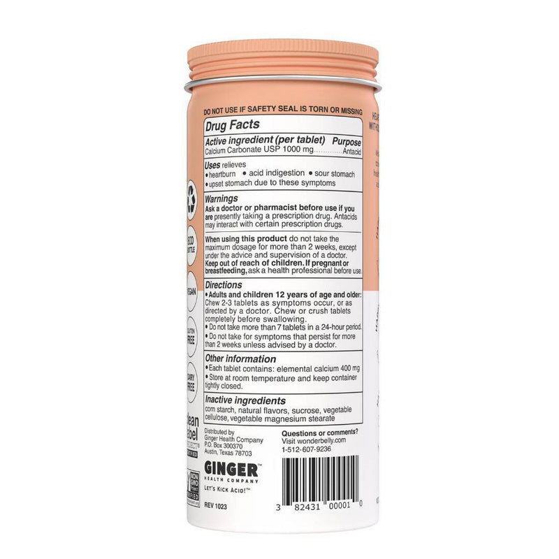 Wonderbelly 1000mg Tropical Fruit Antacid - 60ct