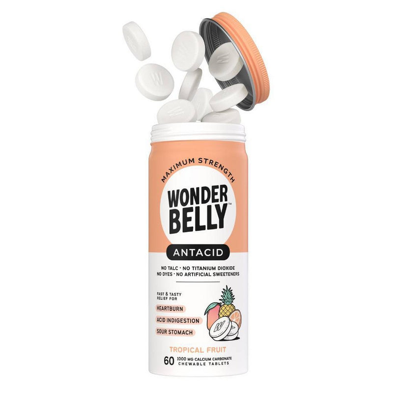 Wonderbelly 1000mg Tropical Fruit Antacid - 60ct