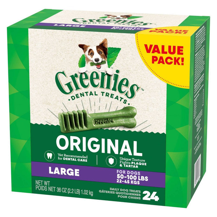 Greenies Large Adult Original Chicken Flavor Dental Hard Chewy Dog Treats - 36oz/24ct