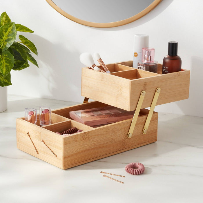 10" x 6" x 5" Hinged Bamboo Countertop Organizer - Brightroom