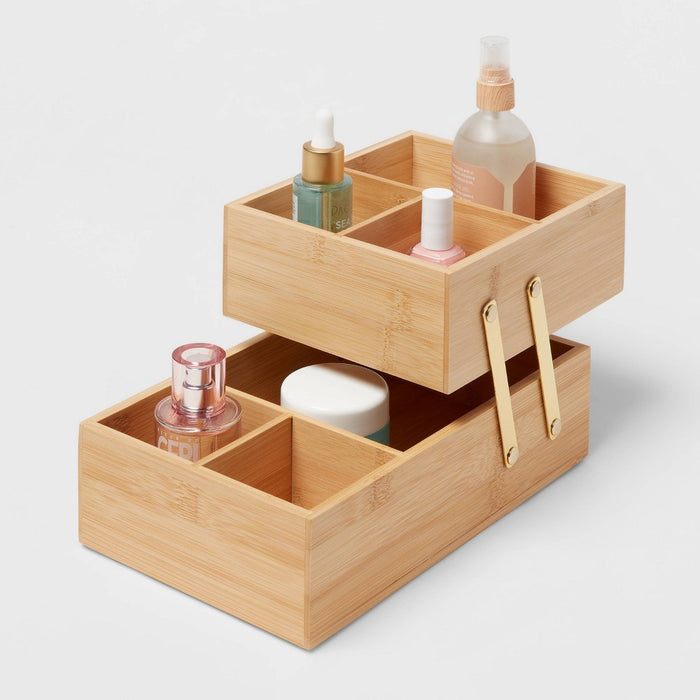 10" x 6" x 5" Hinged Bamboo Countertop Organizer - Brightroom