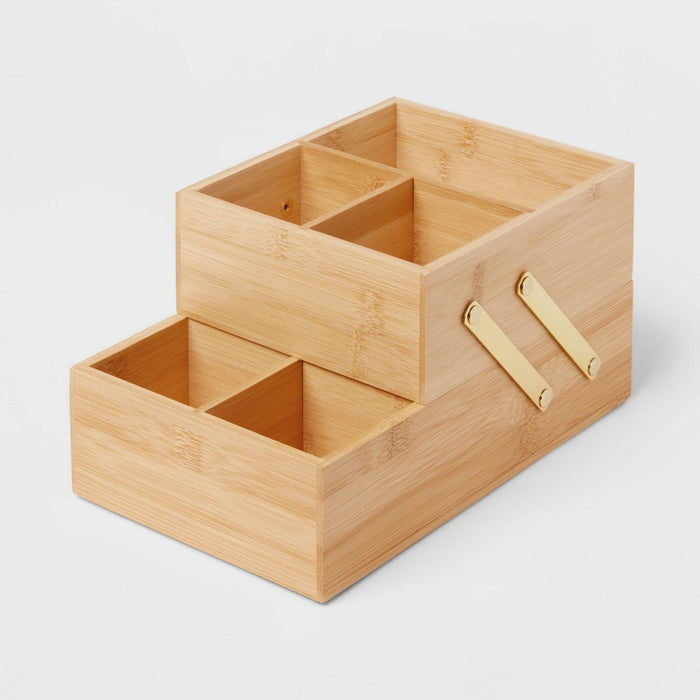 10" x 6" x 5" Hinged Bamboo Countertop Organizer - Brightroom