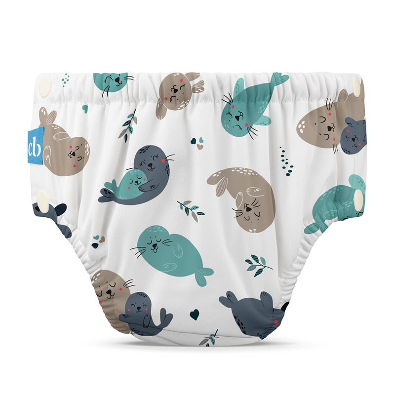 Charlie Banana Reusable Swim Diaper, Washable, With Easy On And Off Snaps For Baby Girls Boys, Soft And Snug Waterproof Fit To Prevent Leaks - Seally, Size XS (9-14 Lbs)