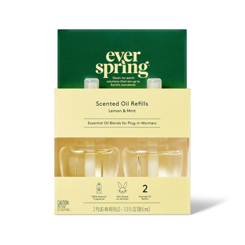 Scented Oil Refill Air Freshener - Lemon & Mint - 1.3 fl oz/2pk - Everspring
