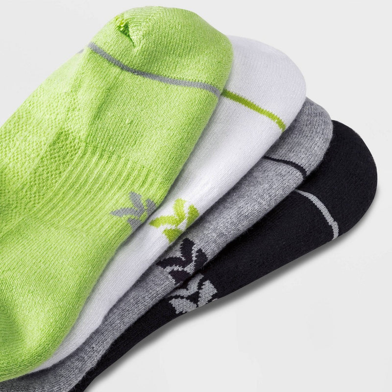 Women's Cushioned Geometric Mesh Patterned 6pk No Show Tab Athletic Socks - All in Motion Lime Green/ White/Black/Gray 4-10