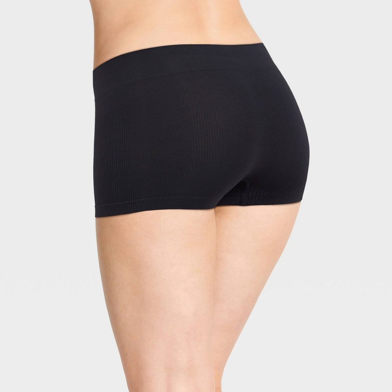 Jockey Generation Women's Recycled Seamfree Ribbed Boy Shorts - Black M: Mid Rise, Eco-Friendly, Tagless