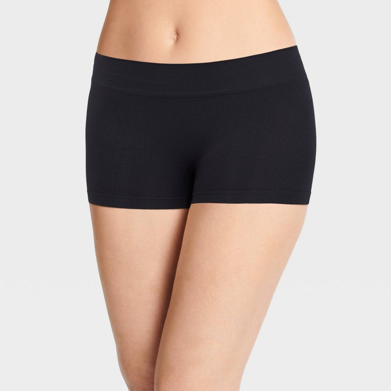 Jockey Generation Women's Recycled Seamfree Ribbed Boy Shorts - Black M: Mid Rise, Eco-Friendly, Tagless