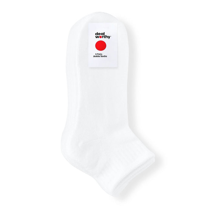 Men's Ankle Socks 5pk - Dealworthy White 6-12