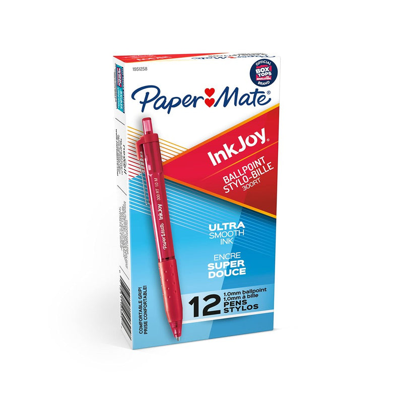 Paper Mate® Inkjoy® 300RT Retractable Ballpoint Pens, Medium Point, Red, Box Of 12
