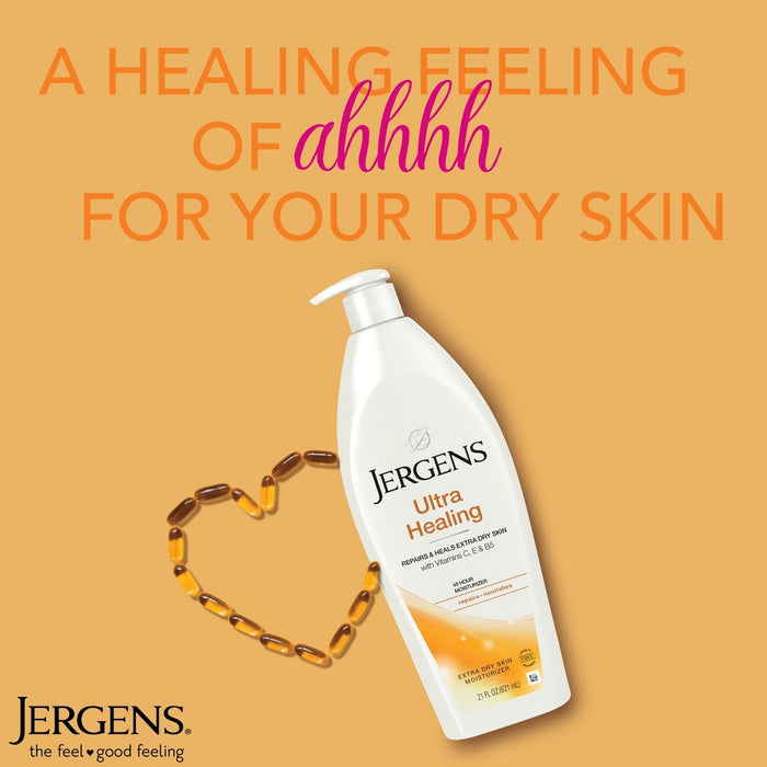 Jergens Ultra Healing Hand and Body Lotion, Dry Skin Moisturizer with Vitamins C, E, and B5 Scented - 21 fl oz