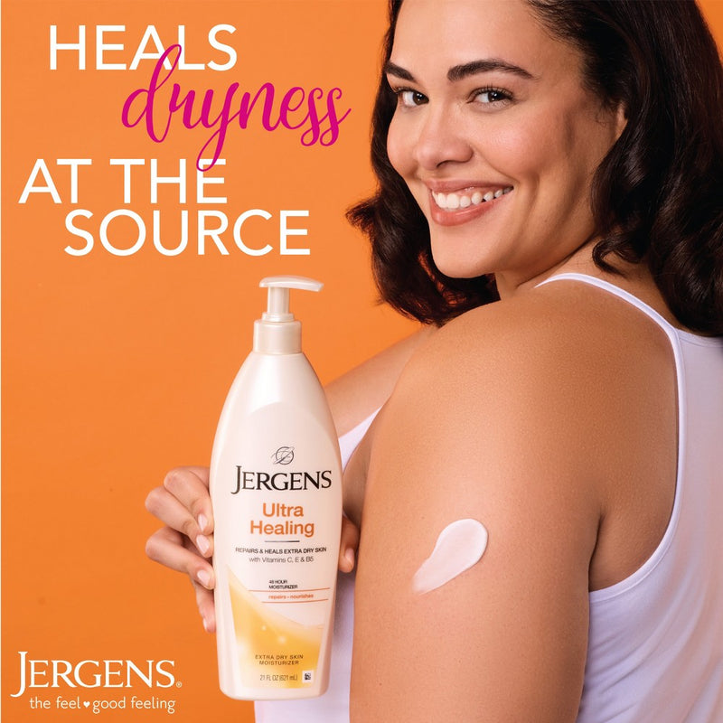 Jergens Ultra Healing Hand and Body Lotion, Dry Skin Moisturizer with Vitamins C, E, and B5 Scented - 21 fl oz
