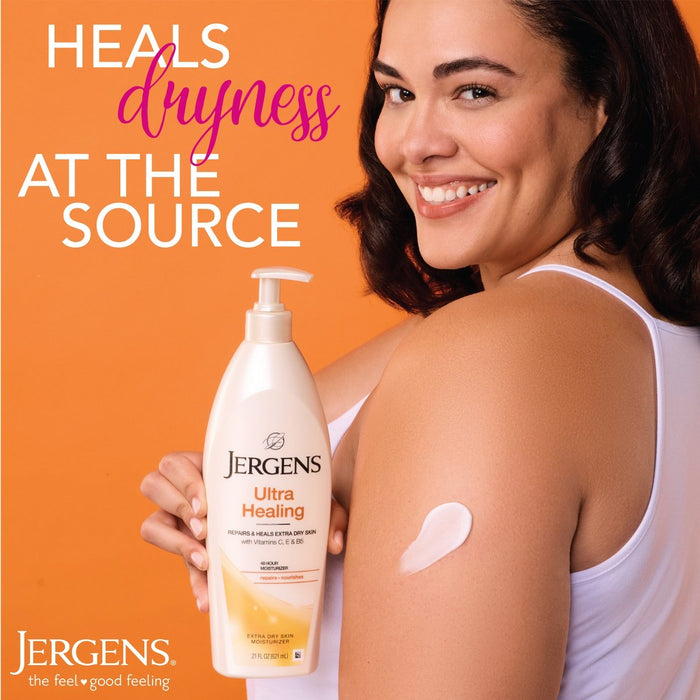 Jergens Ultra Healing Hand and Body Lotion, Dry Skin Moisturizer with Vitamins C, E, and B5 Scented - 21 fl oz
