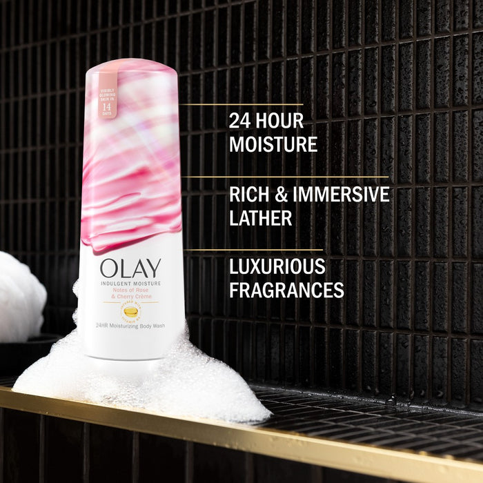 Olay Indulgent Moisture Body Wash Infused with Vitamin B3 - Notes of Rose and Cherry Creme - 20 fl oz