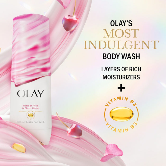 Olay Indulgent Moisture Body Wash Infused with Vitamin B3 - Notes of Rose and Cherry Creme - 20 fl oz