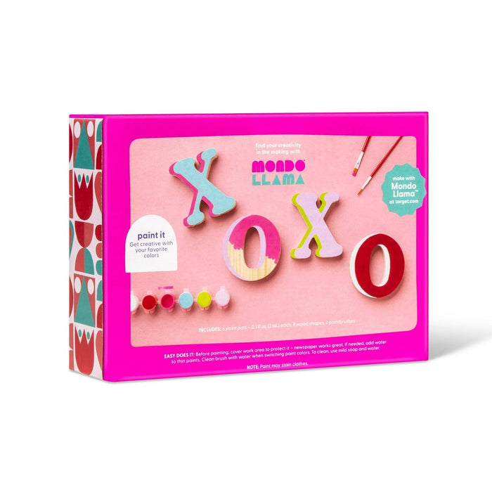 Paint-Your-Own Valentine's Day Wood Craft XOXO Kit - Mondo Llama