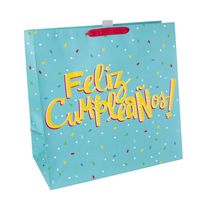 Large "Feliz Cumpleanos" Print Gift Bag Blue - Spritz