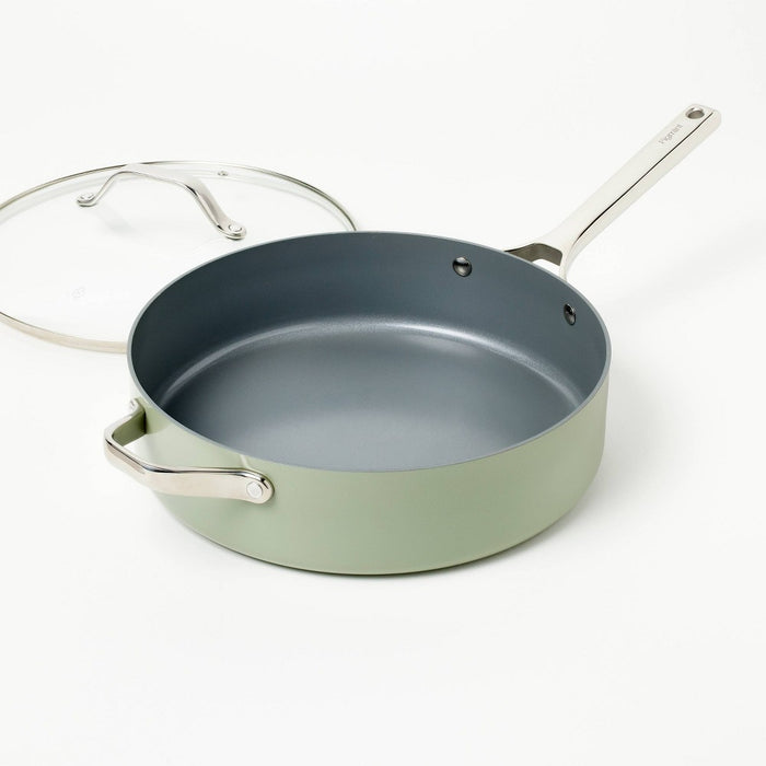5qt Nonstick Ceramic Coated Aluminum Saute Pan Sage Green - Figmint