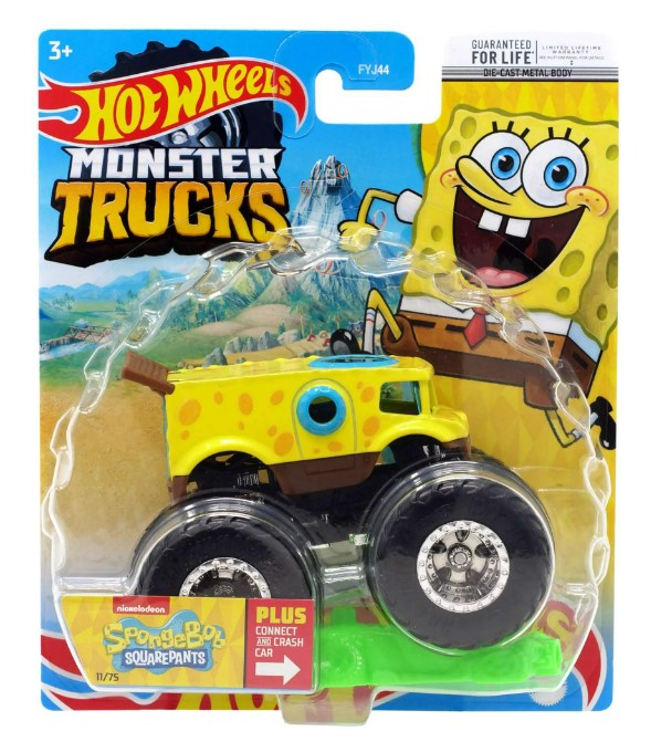SPONGEBOB 11/75 W/ CRASH & CONNECT CAR MONSTER TRUCKS HOT WHEELS 2022