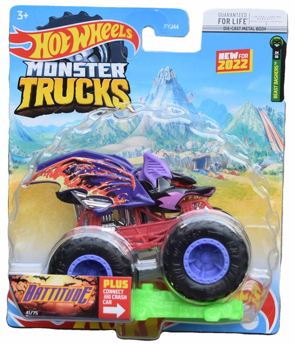 Hot Wheels Monster Trucks Battitude - Plus Connect and Crash Car 41/75 - Beast Bashers 4/6