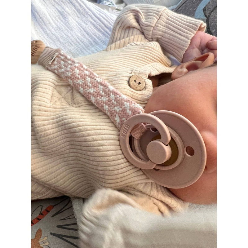 Bibs Braided Pacifier Clip - Blush/Ivory