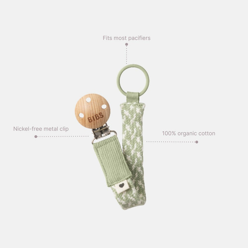 Bibs Braided Pacifier Clip - Blush/Ivory