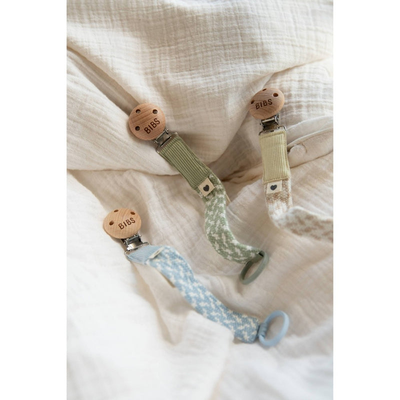 Bibs Braided Pacifier Clip - Blush/Ivory
