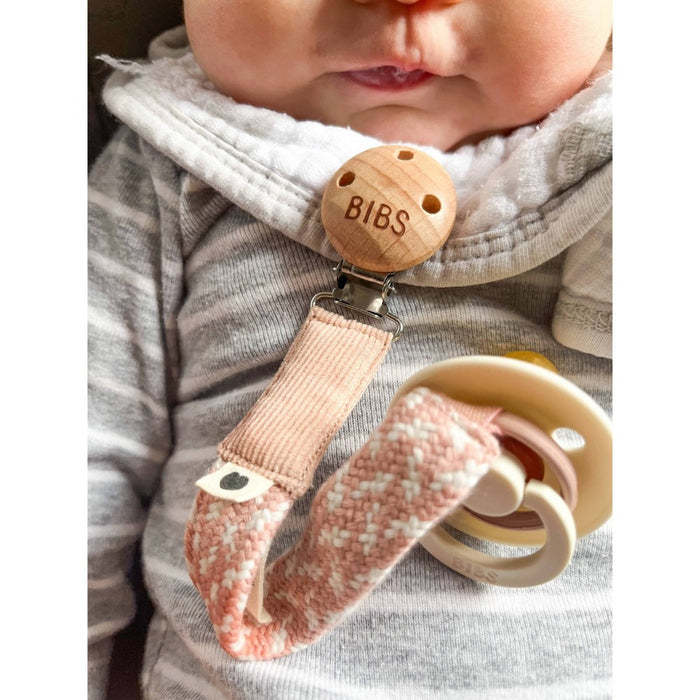 Bibs Braided Pacifier Clip - Blush/Ivory
