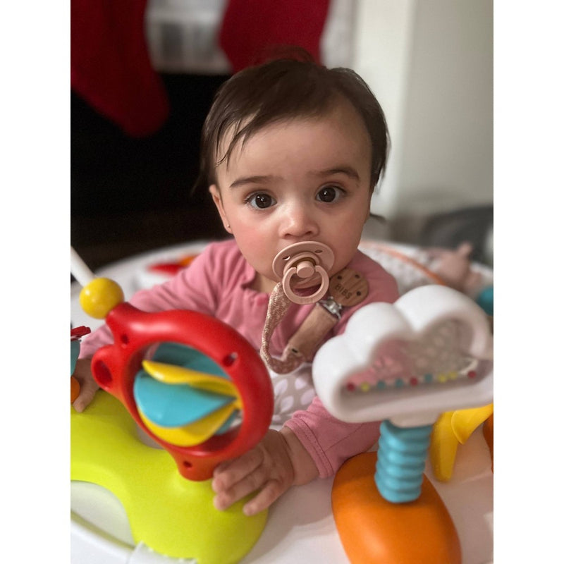 Bibs Braided Pacifier Clip - Blush/Ivory