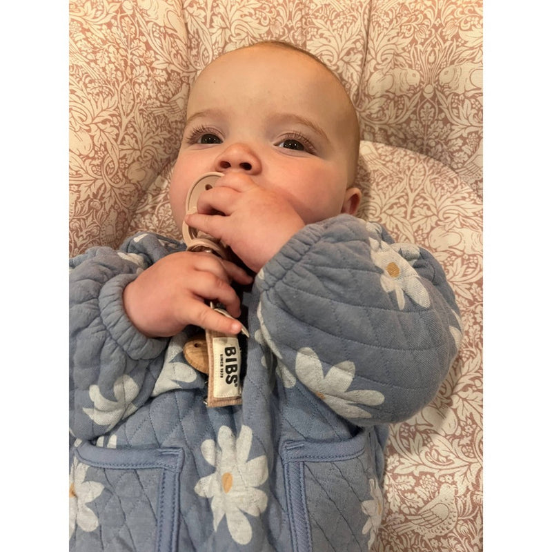 Bibs Braided Pacifier Clip - Blush/Ivory