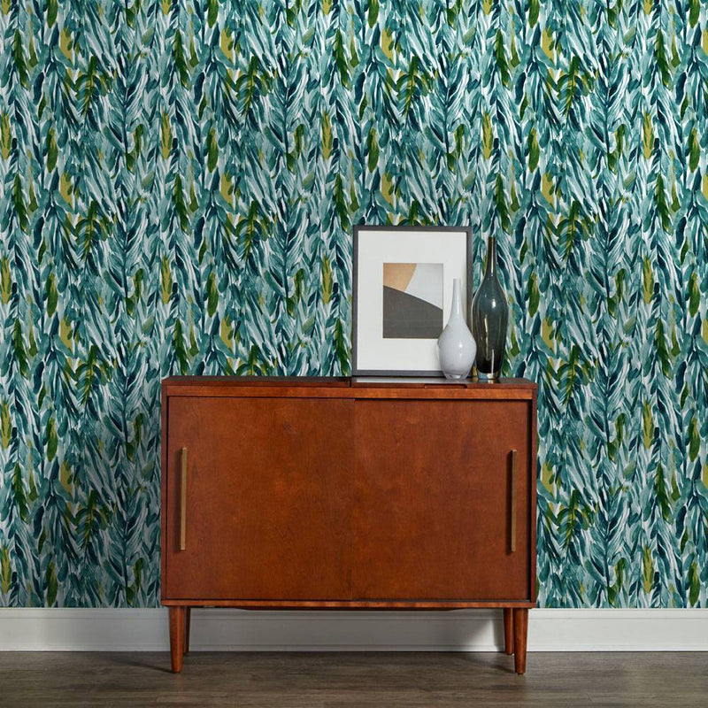 Leaves Peel & Stick Wallpaper Green - Opalhouse