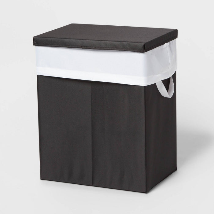 Laundry Hamper with Lift Liner and Lid Black - Brightroom