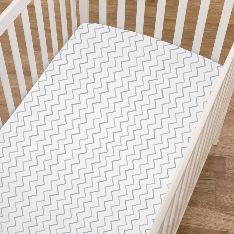TL Care Printed 100% Cotton Knit Fitted Mini Crib Sheet - Star Cheveron 2pk