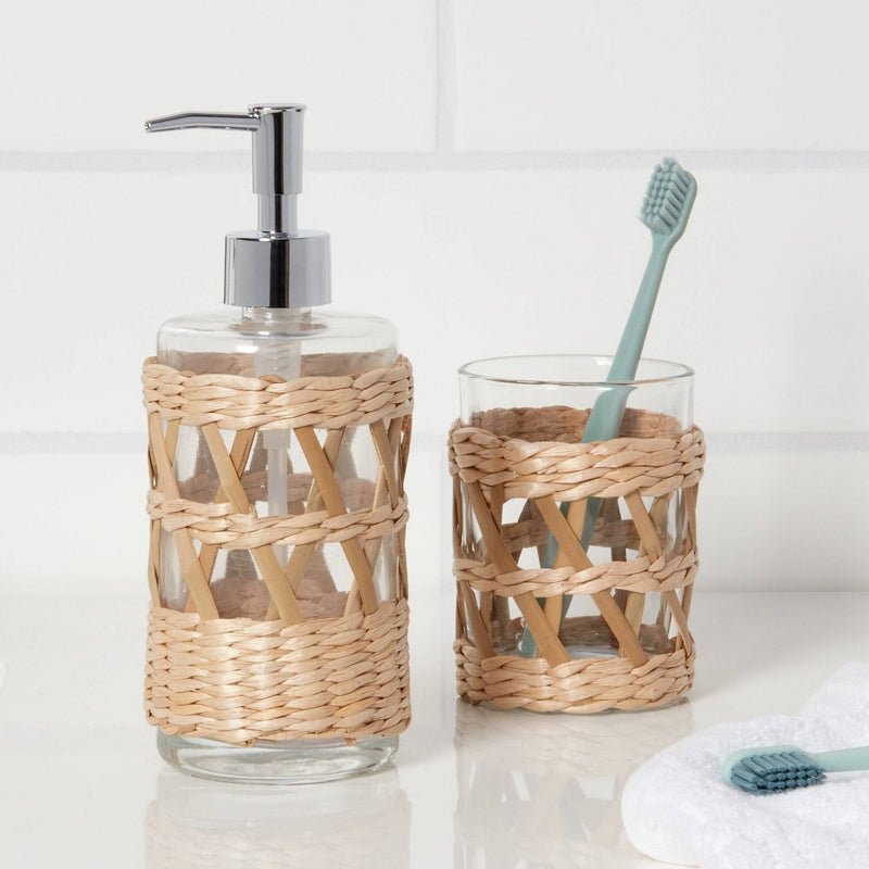 Woven and Glass Toothbrush Holder - Threshold