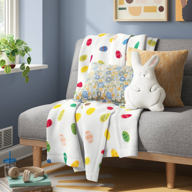 Printed Cotton with Embroidery Lumbar Throw Pillow Blue - Room Essentials