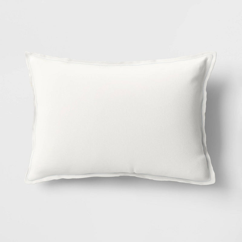 Printed Cotton with Embroidery Lumbar Throw Pillow Blue - Room Essentials