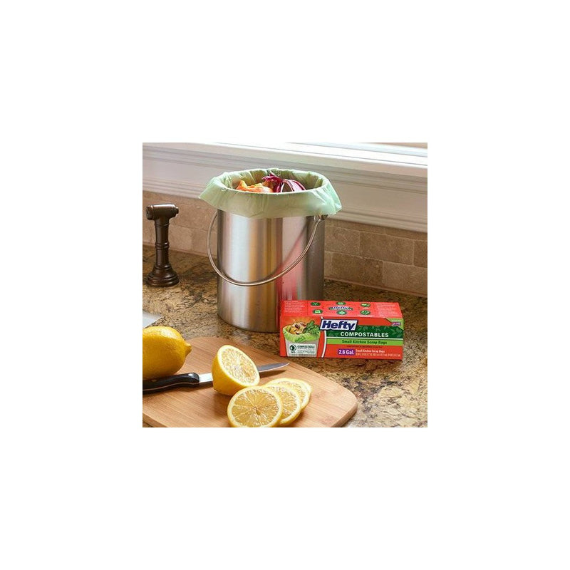 Hefty Compostables Small Kitchen Scrap Trash Bag - 2.6 Gallon - 20ct