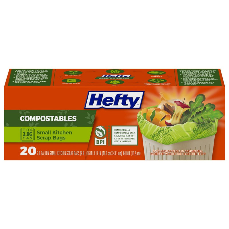 Hefty Compostables Small Kitchen Scrap Trash Bag - 2.6 Gallon - 20ct