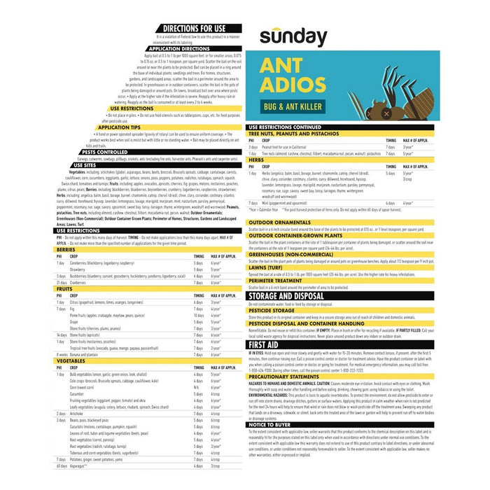 Sunday 2lbs Ant Insect and Ant Killer