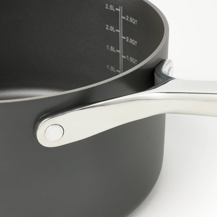3qt Nonstick Hard Anodized Aluminum Sauce Pan with Lid Dark Gray - Figmint