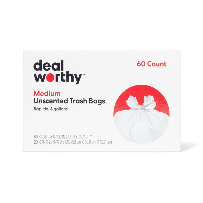 Medium Flap-Tie Trash Bags - 8 Gallon - 60ct - Dealworthy