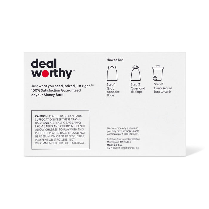 Medium Flap-Tie Trash Bags - 8 Gallon - 60ct - Dealworthy