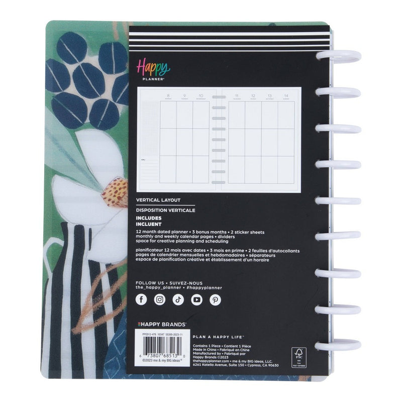 Happy Planner July 2024 - June 2025 Weekly/Monthly Planner 9.75"x8.75" Classic Vivid Blooms