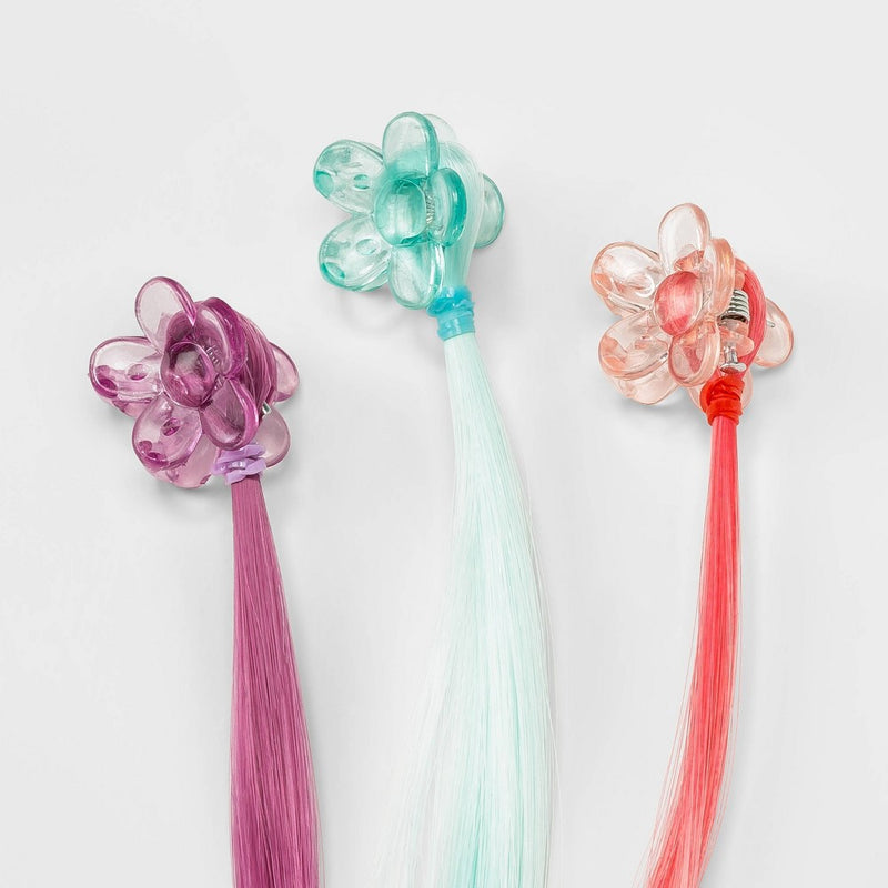 Kids' 6pk Faux Hair Extensions - Cat & Jack Pink/Teal