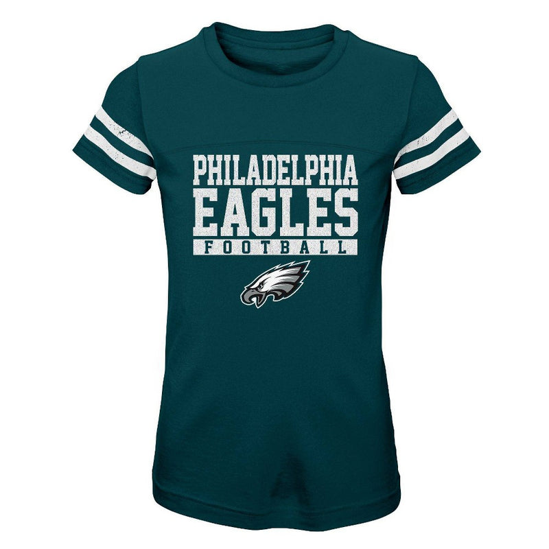 NFL Philadelphia Eagles Girls' Short Sleeve Stripe Fashion T-Shirt - XL