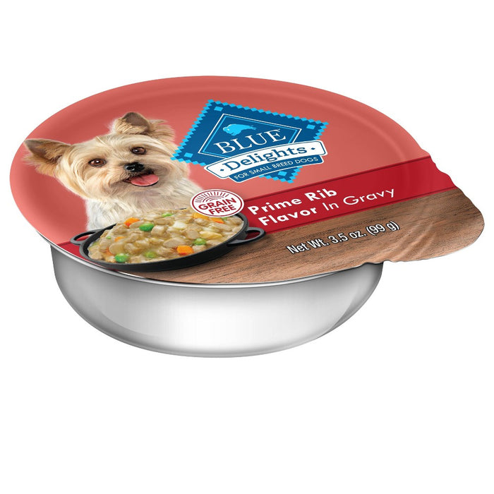 Blue Buffalo Delights Natural Adult Small Breed Wet Dog Food Cup Prime Rib Beef Flavor in Hearty Gravy - 3.5oz