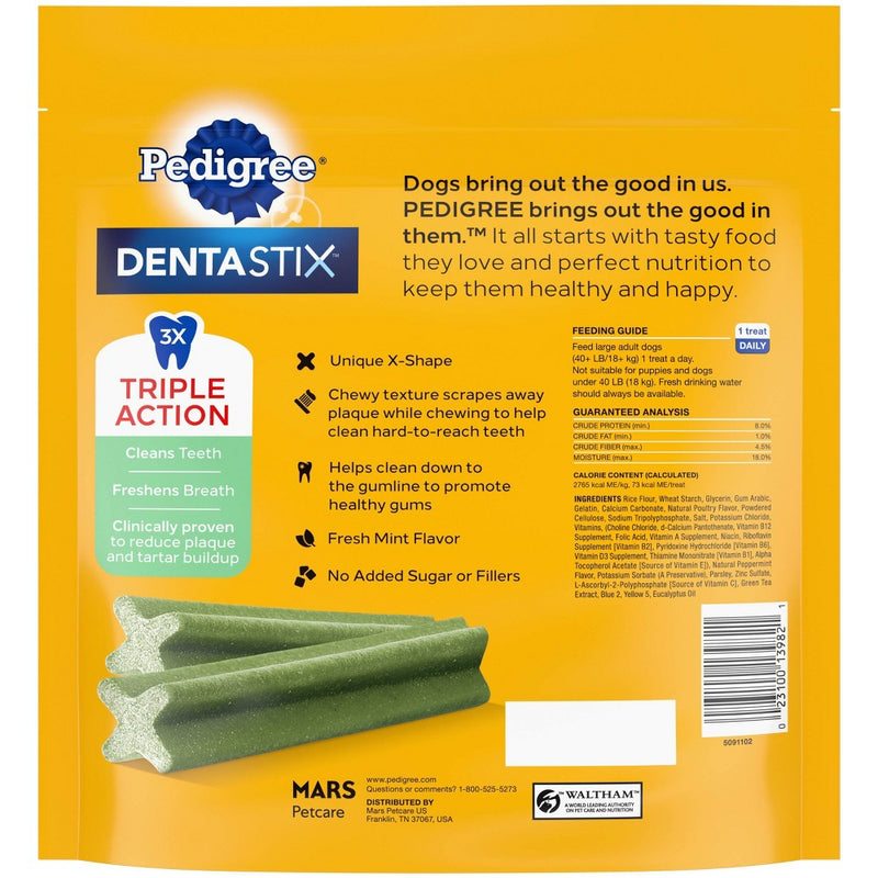 Pedigree Dentastix Fresh Large Dental Chicken and Mint Flavor Dental Dog Treats - 36ct