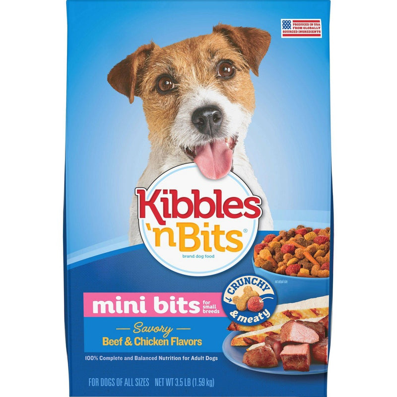 Kibbles 'n Bits Mini Bits Savory Beef & Chicken Flavors Small Breed Complete & Balanced Dry Dog Food - 3.5lbs