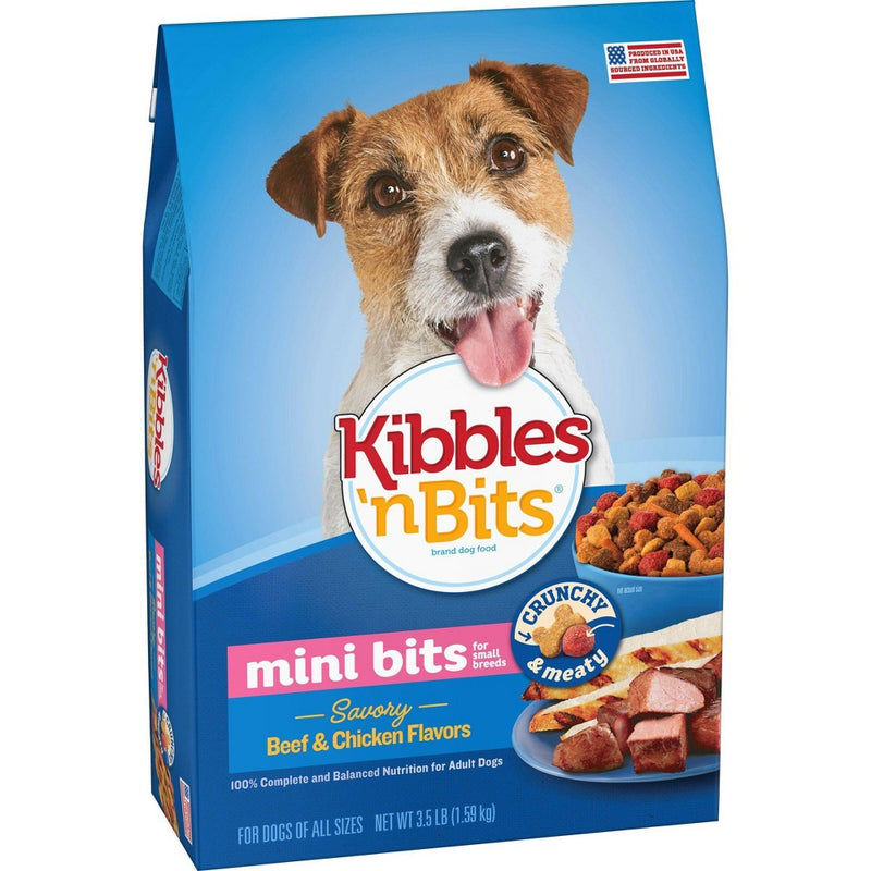 Kibbles 'n Bits Mini Bits Savory Beef & Chicken Flavors Small Breed Complete & Balanced Dry Dog Food - 3.5lbs